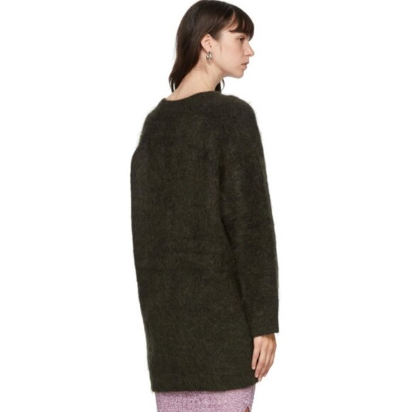ACNE Wool/Mohair Long Cardigan in Green Olive, Size S/M - Picture 2 of 9